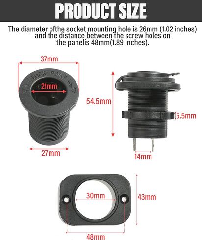 مقبس ولاعة السجائر 12 فولت، مخرج طاقة تيار مستمر تلقائي مع صمام سلكي وغطاء مقاوم للماء، قابس مقاوم للماء 12 فولت استبدال مخرج الطاقة للقوارب البحرية والدراجات النارية سكوتر RV ATU UTV in Kuwait