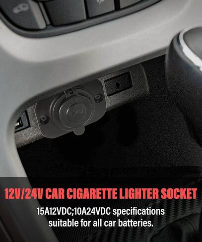 مقبس ولاعة السجائر 12 فولت، مخرج طاقة تيار مستمر تلقائي مع صمام سلكي وغطاء مقاوم للماء، قابس مقاوم للماء 12 فولت استبدال مخرج الطاقة للقوارب البحرية والدراجات النارية سكوتر RV ATU UTV in Kuwait