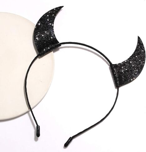 ELEARD Halloween Headband Glitter Devil Horns Headband Headpiece Hair Accessory for Halloween Costume (Red and Black Sequins) in Saudi Arabia