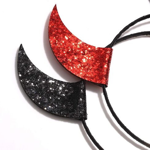 ELEARD Halloween Headband Glitter Devil Horns Headband Headpiece Hair Accessory for Halloween Costume (Red and Black Sequins) in Saudi Arabia