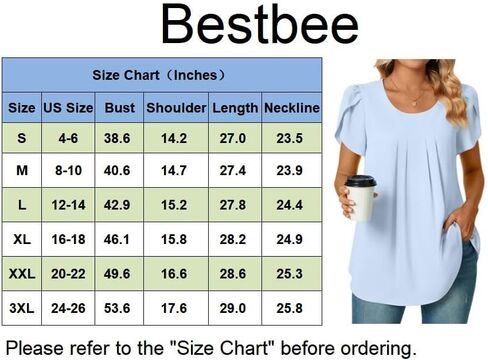 بلوزات شيفون أنيقة للنساء من Bestbee، مقاس كبير، قمصان قصيرة الأكمام بتلات، قمصان صيفية 2024، تونيك كاجوال، 3XL، أبيض in Kuwait