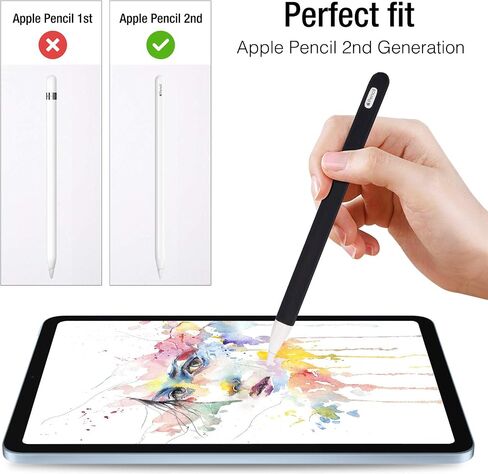ProCase Soft Silicone Case for Apple Pencil 2nd Generation, Protective Sleeve Holder Grip and Nib Cover Accessories Kit Compatible with Apple Pencil 2nd Gen, iPad Pro 12.9 Inch / 11 Inch -Black in Saudi Arabia