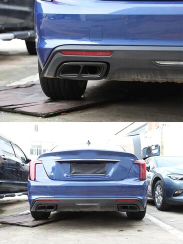 حافة أنبوب الذيل متوافقة مع كاديلاك CT4 كاديلاك CT5 2020-2023 الفولاذ المقاوم للصدأ للسيارة غطاء كاتم صوت العادم الخارجي غطاء المصد الخلفي غطاء أنبوب العادم غطاء تزيين الملحقات (أسود لامع) in Kuwait
