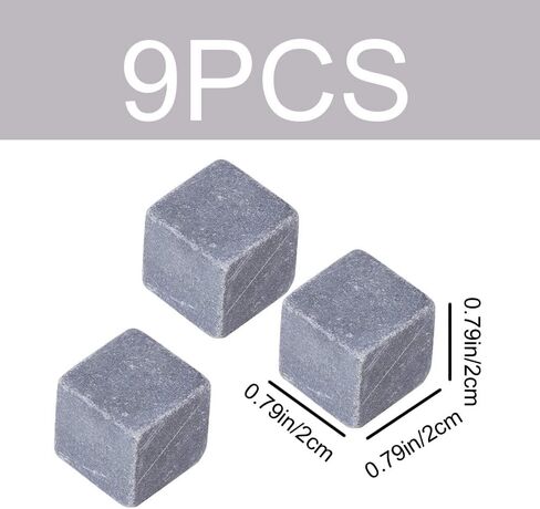 9 Pcs Whiskey Stones Reusable Chilling Stones Portable Bourbon Stones for Whisky Gin Wine Vodka Juice in Saudi Arabia