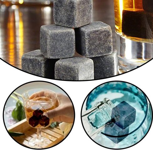 9 Pcs Whiskey Stones Reusable Chilling Stones Portable Bourbon Stones for Whisky Gin Wine Vodka Juice in Saudi Arabia