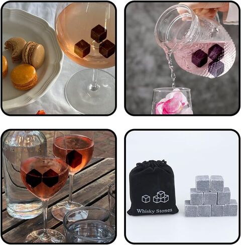 9 Pcs Whiskey Stones Reusable Chilling Stones Portable Bourbon Stones for Whisky Gin Wine Vodka Juice in Saudi Arabia