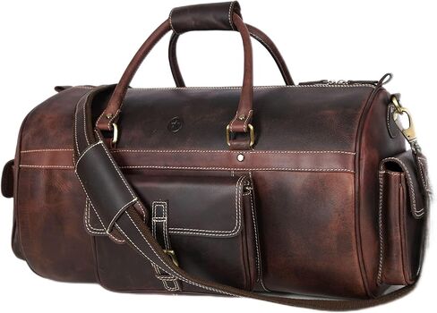 مجموعة حقيبة من القماش الخشن مقاس 20 بوصة وحقيبة أدوات الزينة للرجال والنساء باللون البني لعيد الميلاد in Kuwait