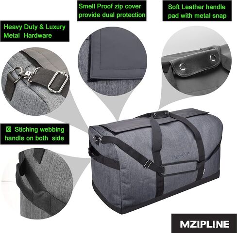 MZIPLINE Smell Proof Duffle Bag,130L Foldable Travel Duffel Bag Large Scent Odor Proof Sport Gym Overnight Weekender Bag,Big Capacity Smell Proof Stash Travel Duffel Bag With Carbon Lining in Saudi Arabia