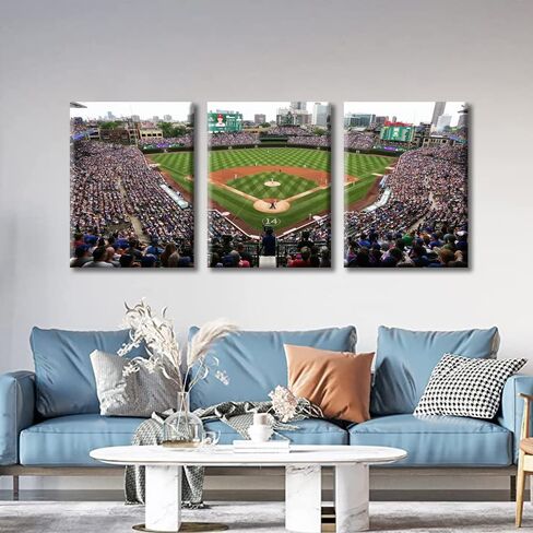 TUMOVO Wall Art Sports Stadium Canvas Wall Art Wrigley Field in Chicago Paintings Chicago Prints on Canvas Modern Artwork Pictures for Living Room Bedroom Wall Decor Giclee Framed Ready to Hang in Saudi Arabia