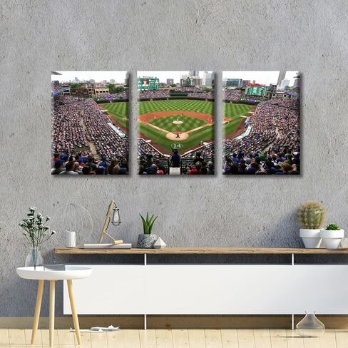 TUMOVO Wall Art Sports Stadium Canvas Wall Art Wrigley Field in Chicago Paintings Chicago Prints on Canvas Modern Artwork Pictures for Living Room Bedroom Wall Decor Giclee Framed Ready to Hang in Saudi Arabia