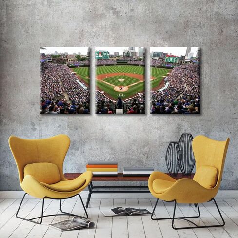 TUMOVO Wall Art Sports Stadium Canvas Wall Art Wrigley Field in Chicago Paintings Chicago Prints on Canvas Modern Artwork Pictures for Living Room Bedroom Wall Decor Giclee Framed Ready to Hang in Saudi Arabia