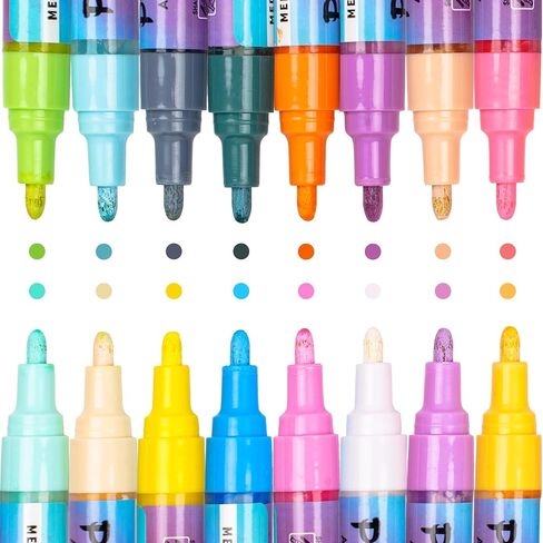 PINTAR Pastel Acrylic Paint Pens | Pack of 16 | Medium Point Tip Brush Pens & Fabric Markers for Drawing & Art | Acrylic Paint Markers for Rock Painting, Wood, Glass, Leather, Shoes | Pack of 16, 5 mm in Saudi Arabia