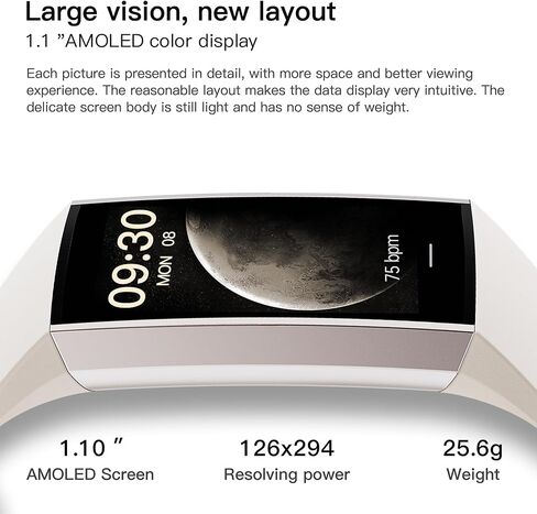 ساعة ذكية AMOLED مقاس 1.1 بوصة لتتبع اللياقة البدنية مع مراقب معدل ضربات القلب، عداد الخطوات، مراقب النوم، تتبع السعرات الحرارية، متتبع النشاط IP68 المقاوم للماء لأجهزة Android iPhones النساء والرجال in Kuwait