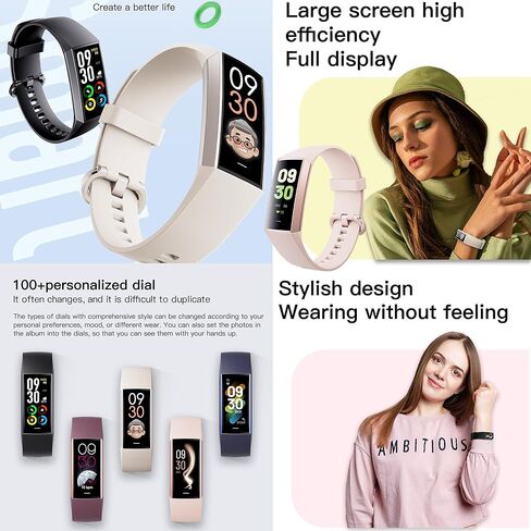 ساعة ذكية AMOLED مقاس 1.1 بوصة لتتبع اللياقة البدنية مع مراقب معدل ضربات القلب، عداد الخطوات، مراقب النوم، تتبع السعرات الحرارية، متتبع النشاط IP68 المقاوم للماء لأجهزة Android iPhones النساء والرجال in Kuwait