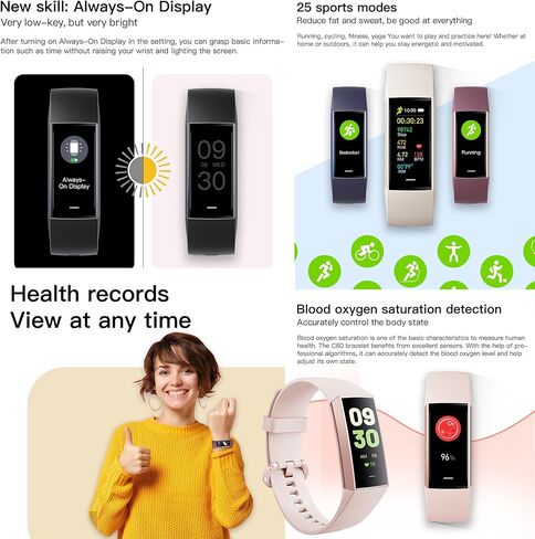 ساعة ذكية AMOLED مقاس 1.1 بوصة لتتبع اللياقة البدنية مع مراقب معدل ضربات القلب، عداد الخطوات، مراقب النوم، تتبع السعرات الحرارية، متتبع النشاط IP68 المقاوم للماء لأجهزة Android iPhones النساء والرجال in Kuwait