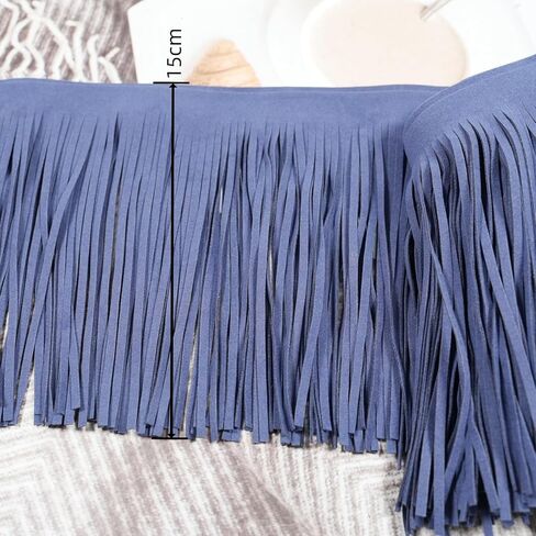 3 Yards 6 Inch Faux Leather Fringe Trim for DIY Sewing Craft Garment Hem Accessories Handbag Embellishment Decoration (Black) in Kuwait