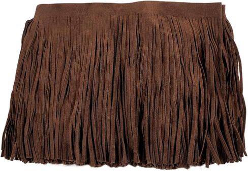 3 Yards 6 Inch Double Side Suede Tassel Fringe Trim, Faux Leather Fringe Trim for DIY Sewing Craft Garment Hem Accessories Handbag Boots Embellishment Decoration (Dark Brown) in Saudi Arabia