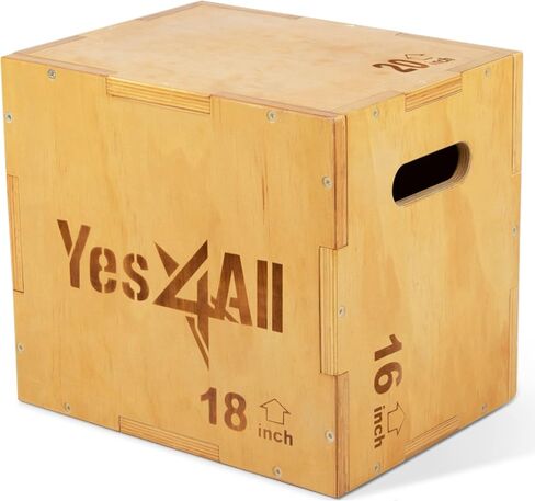 صندوق رقائق خشبي 3 في 1 من Yes4All، صندوق بليومتري لصالة الألعاب الرياضية المنزلية والتدريبات الخارجية - 20 × 18 × 16 بوصة in Saudi Arabia