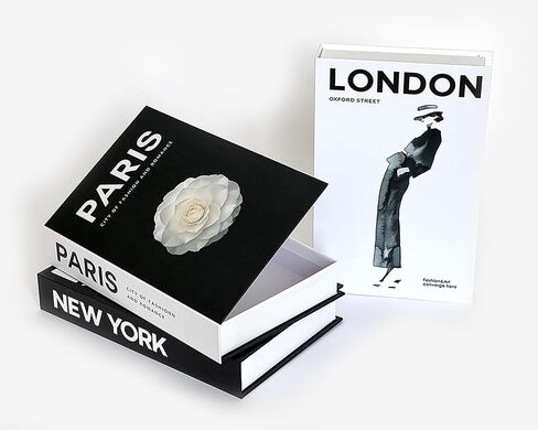 مجموعة Gonoce مكونة من 3 كتب مزخرفة لديكور المنزل، وكتب مزيفة للديكور مع صندوق تخزين لطاولة القهوة/الأرفف، صندوق كتب مزيف على الموضة الحديثة (أسود وأبيض) (3) in Kuwait