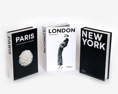 مجموعة Gonoce مكونة من 3 كتب مزخرفة لديكور المنزل، وكتب مزيفة للديكور مع صندوق تخزين لطاولة القهوة/الأرفف، صندوق كتب مزيف على الموضة الحديثة (أسود وأبيض) (3) in Kuwait