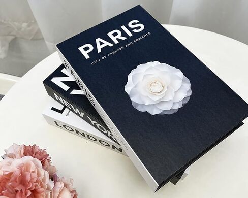 مجموعة Gonoce مكونة من 3 كتب مزخرفة لديكور المنزل، وكتب مزيفة للديكور مع صندوق تخزين لطاولة القهوة/الأرفف، صندوق كتب مزيف على الموضة الحديثة (أسود وأبيض) (3) in Kuwait