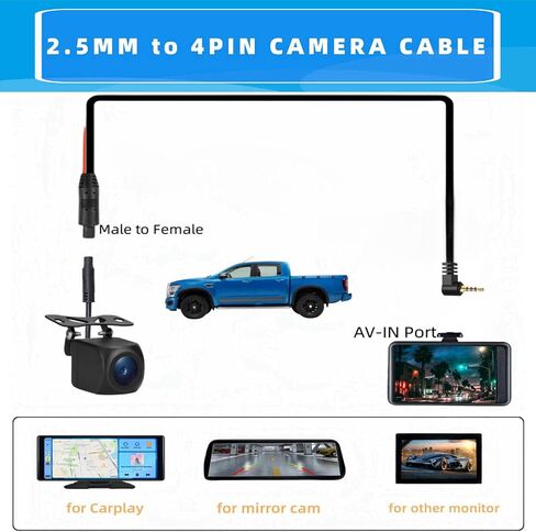 Epronic 2.5mm to 4Pin Dash Cam Cable (9M/31Ft 4PIN), Car Rear View Camera Extension Cord for Dash Cam Carplay Screen Plug and Play Replacement Cable… in Saudi Arabia