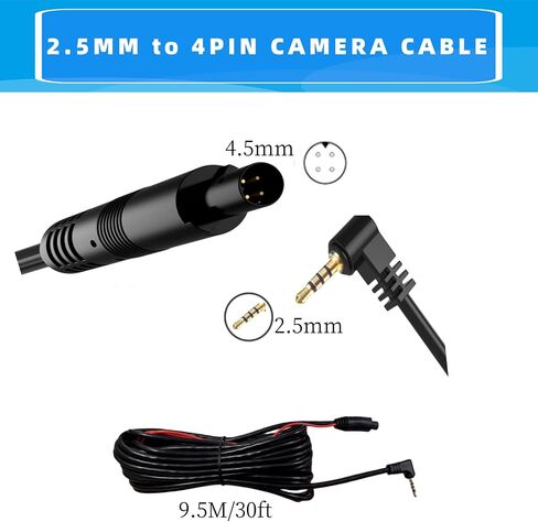Epronic 2.5mm to 4Pin Dash Cam Cable (9M/31Ft 4PIN), Car Rear View Camera Extension Cord for Dash Cam Carplay Screen Plug and Play Replacement Cable… in Saudi Arabia