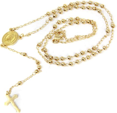 Stainless Steel Gold Silver Rosary Beads Cross Y Necklace Chain for Women in Saudi Arabia