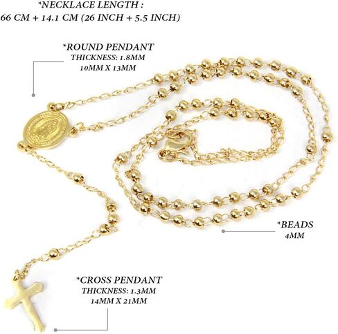 Stainless Steel Gold Silver Rosary Beads Cross Y Necklace Chain for Women in Saudi Arabia