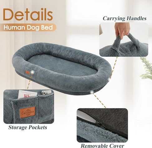 Human Dog Bed Adult Dog Bed Bean Bag Bed for Adults Giant Dog Bed Pet Beds for Large Dogs with Washable Faux Fur Cover Fluffy Dog Beanbeds(Grey) in Saudi Arabia