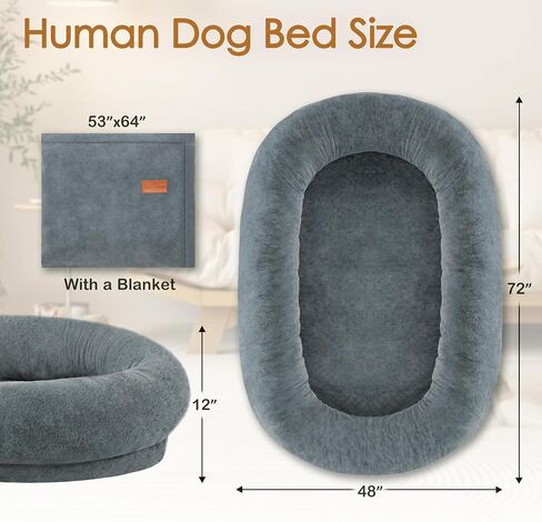 Human Dog Bed Adult Dog Bed Bean Bag Bed for Adults Giant Dog Bed Pet Beds for Large Dogs with Washable Faux Fur Cover Fluffy Dog Beanbeds(Grey) in Saudi Arabia