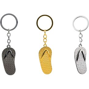 3 Pack Set Slipper Keychain for Women Men,Gold Silver and Black Flip flop Sandal Pendant Bag Charms Keychains Accessories Gifts For Car Key Ring,Backpacks,Purse in Saudi Arabia