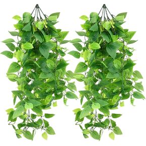 2 Pcs Fake Hanging Plants Vines for Room Decor, 3.6 ft Artificial Ivy Greenery Garlands Small Potted Plants for Indoor Outdoor Home Bedroom Living Aesthetic Kitchen Office Wall Patio Living Room Decor in Saudi Arabia