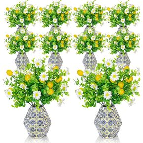 30 Pcs Amalfi Coast Party Decor-20 Artificial Lemon Branches with 10 Blue Tiles Paper Vases Mediterranean Wedding Table Centerpieces Capri Positano Summer Italian Party Decoration in Saudi Arabia