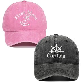 2 Pcs Captain and First Mate Hat Matching Skipper Boating Baseball Caps Adjustable Nautical Marine Sailor Navy Hats in Saudi Arabia