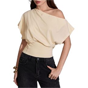 MakeMeChic Women's Off The Shoulder Tops Y2k T Shirt Short Sleeve Going Out Crop Tops Blouse in Saudi Arabia