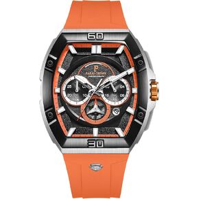 PC PARAS CROWN Mens Watches Luxury Tonneau Watch for Men Quartz Japanese Movement Waterproof Luminous Sport Red Dress Watch, Gifts for Men in Saudi Arabia