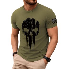 KESIHAN Men's American Flag Skull Graphic T-Shirt Vintage USA Retro Short Sleeve Casual Tee in Saudi Arabia