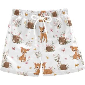 Boys Swim Trunks with Mesh Liner Fawns & Tree Stumps Print Swim Shorts Bathing Suit Toddler Beach Swimwear in Saudi Arabia