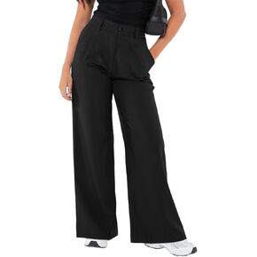 Women's High Waisted Dress Pants with Pockets Palazzo Pants Stretchy Wide Leg Slacks Trousers for Business Casual in Saudi Arabia