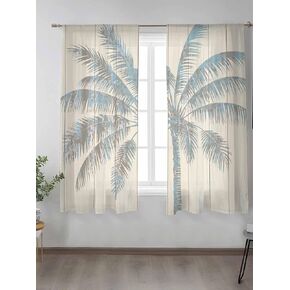 Semi Sheer Curtains 72 inches Long, Tropical Palm Tree Vintage Wood Window Treatments Curtains,Light Filter Curtains Rod Pocket Drapes for Living Room Bedroom,2 Panels in Saudi Arabia