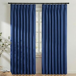 hoeflife 50 Inches Wide Blackout Pinch Pleated Curtains Rings Hooks 2 Panels for Living Room Pinch Pleat Curtains 84 Inches Long for Dining Bedroom Office Beige in Saudi Arabia