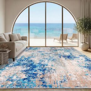 5x7 Modern Abstract Area Rug, Soft Faux Cashmere Non Slip Washable Carpet, Low Pile Stain Resistant Non Shedding Rug for Living Room Bedroom Dining Room Nursery Home Office, Black Gray in Saudi Arabia