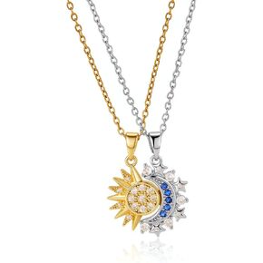 Sun and Moon Necklace for Best Friends Matching Set 14K Gold Plated Sun Silver Moon Pendant Necklaces for 2 BFF Celestial Jewelry Friendship Gift for Women in Saudi Arabia