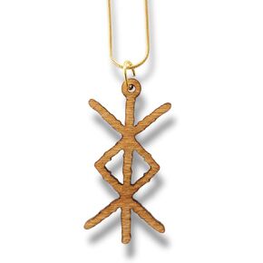 Necklace - Viking Protection Rune - Snake and Cable Link chains - Birch wood in Kuwait