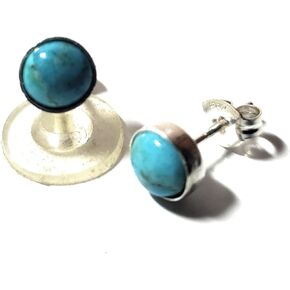 Kingman Turquoise 6 mm Sterling Silver Stud Earrings in Saudi Arabia