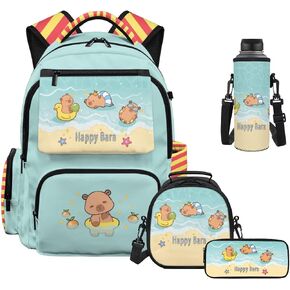 حقيبة ظهر مدرسية من WELLFLYHOM Axolotl Cherry Blossom مقاس 17 بوصة للأطفال من سن 8 إلى 12 حقيبة كتب للصغار مع صندوق غداء وحقيبة زجاجة مياه وحقيبة العودة إلى اللوازم المدرسية in Kuwait