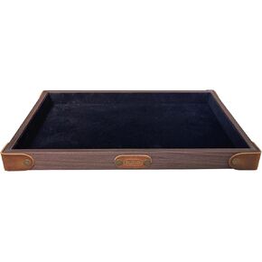 Black Walnut Wood Grain Solid Wood Jewelry Display Tray Velvet Flat Showcase Tray Cosmetics Storage Case Nightstand Dresser Table Desk Organizer Desktop Storage Organizer Catchall Tray(Black Velvet) in Saudi Arabia
