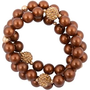 Barse Jewelry Mocha Brown Pearl Golden Sparkle Bracelet Set in Saudi Arabia