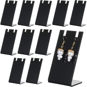 Earring Display Holder, 10Pcs Black Jewelry Display Holders 1.7x1.4x3 Inch L-Shape Earring Stand Dangling Ear Organizer Stands for Earrings Jewelry Necklace Displays Earrings Photography Prop, Acrylic in Saudi Arabia